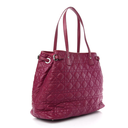 Christian Dior Coated Canvas Cannage Medium Panarea Tote Raspberry 2 of 11