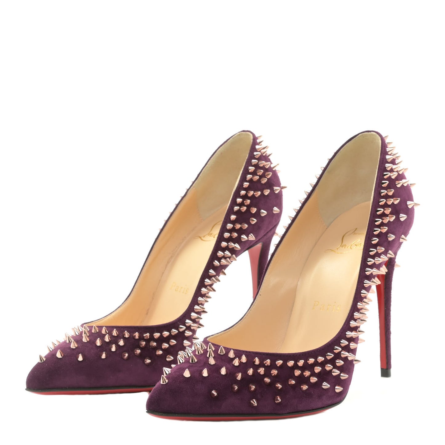 Veau Velours Studded Escarpic 100 Pumps 36 Purple