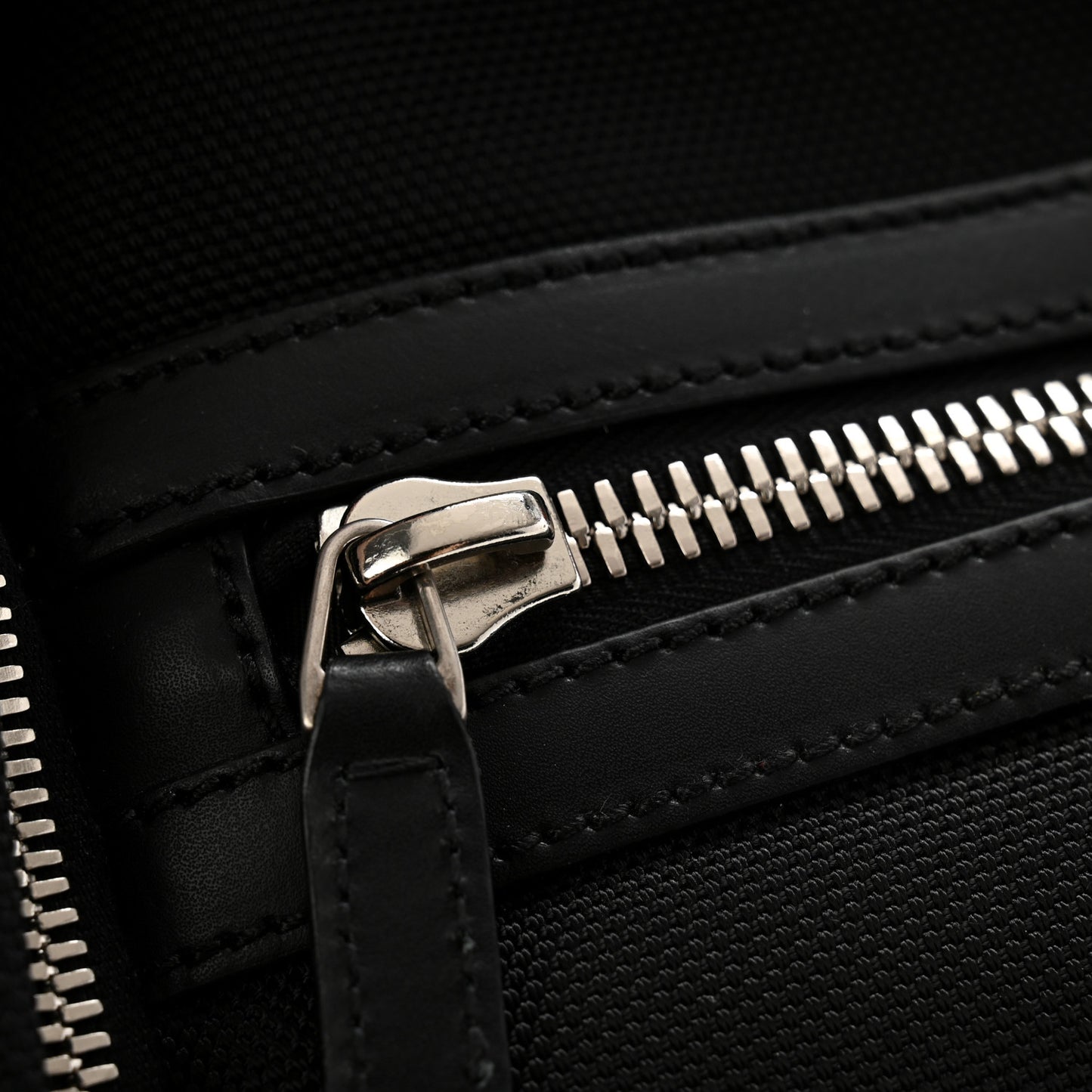 Techno Canvas Appia Calfskin Web Tote Backpack Black
