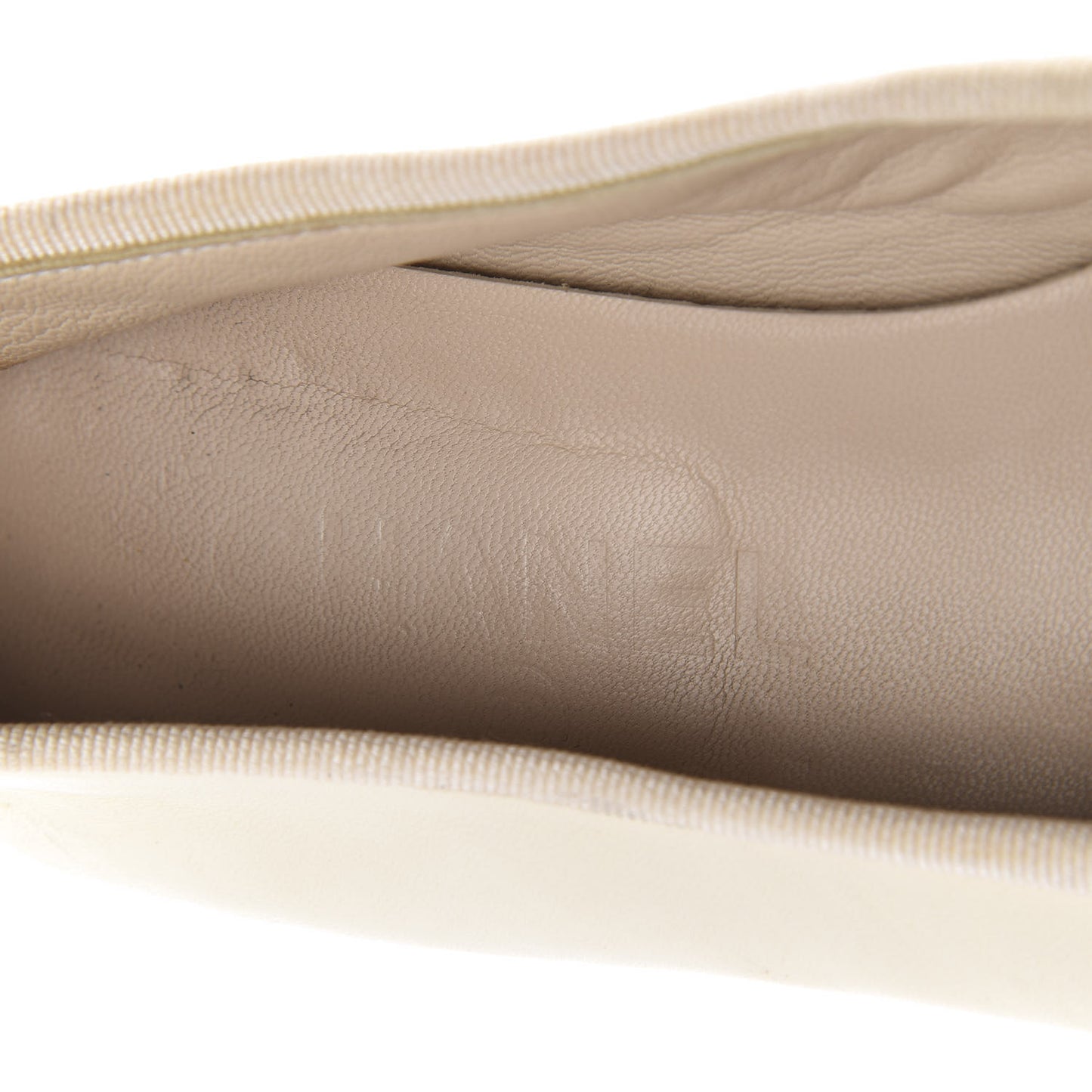 Calfskin Cap Toe CC Ballerina Flats 38 Beige Gold
