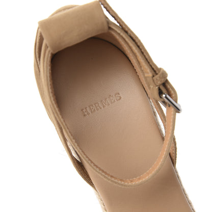 Hermes Suede Espadrille Wedge Sandals 37 7 of 8