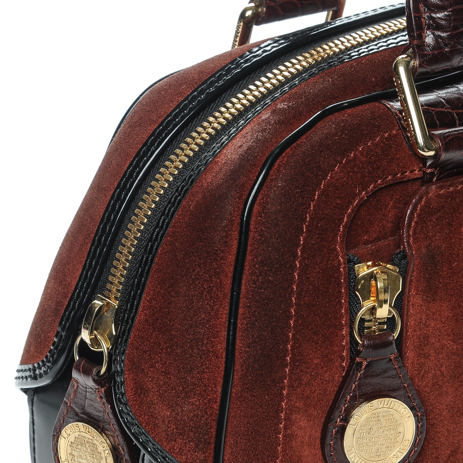 Louis Vuitton Suede Stamped Havane Bowler PM Brun 8 of 17