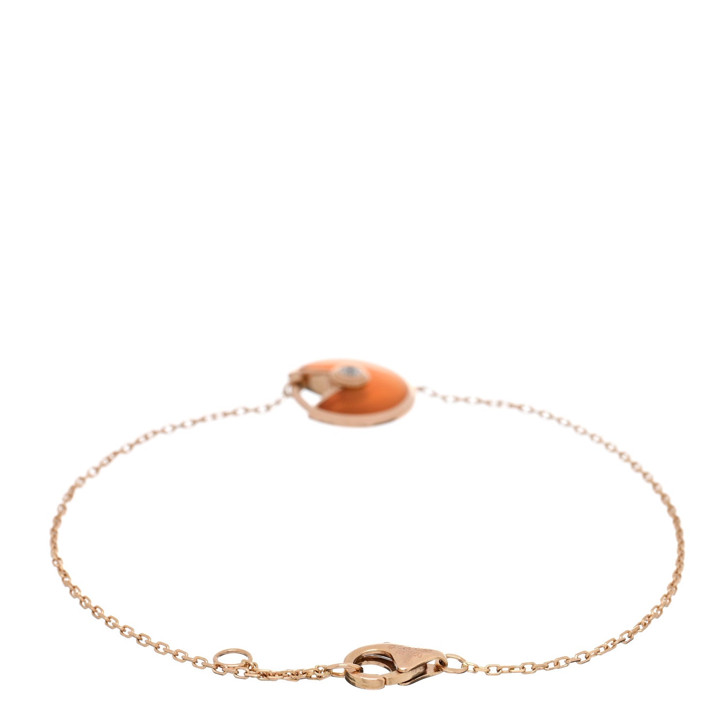 Cartier 18K Pink Gold Diamond XS Carnelian Amulette de Cartier Bracelet 2 of 3