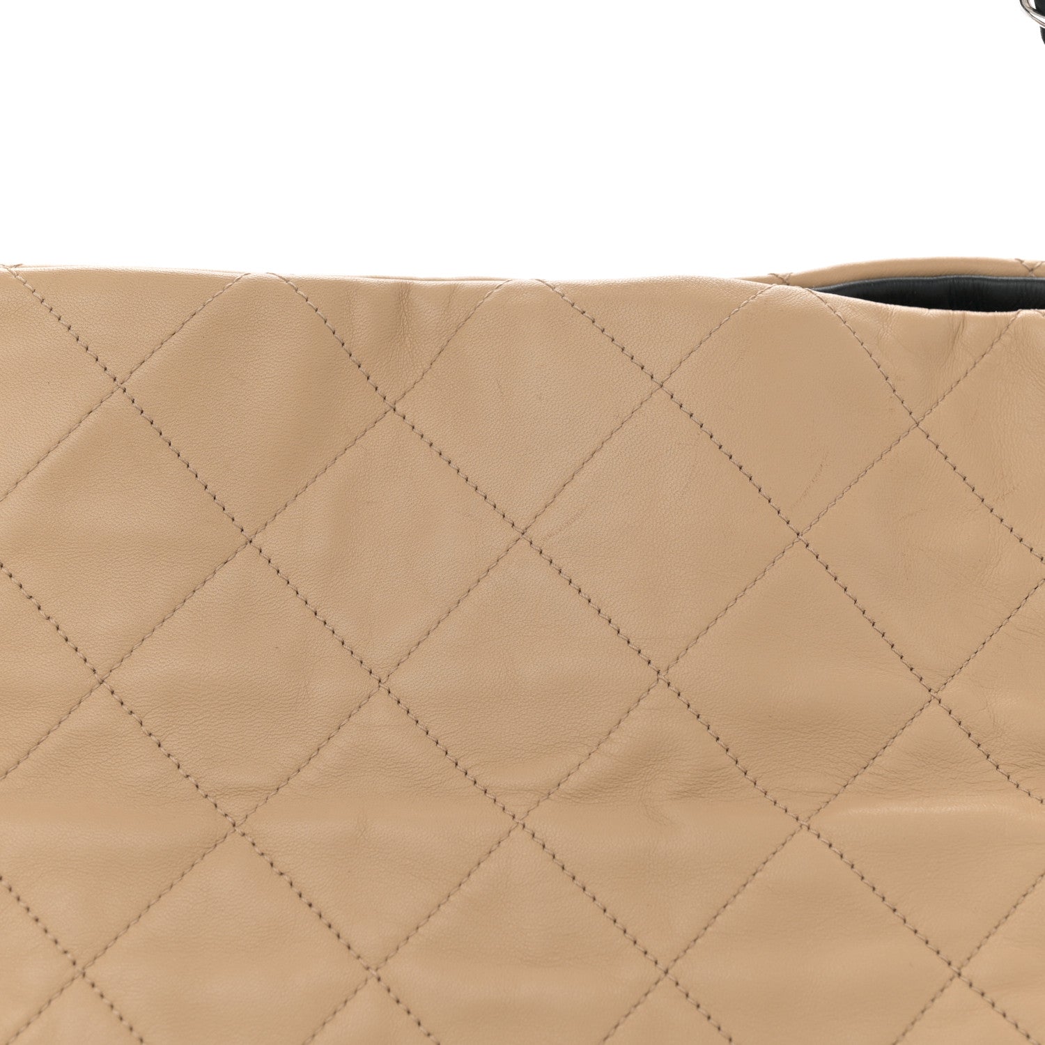 Chanel Lambskin Quilted Large CC Shopping Tote Black Rose Clair 9 of 15