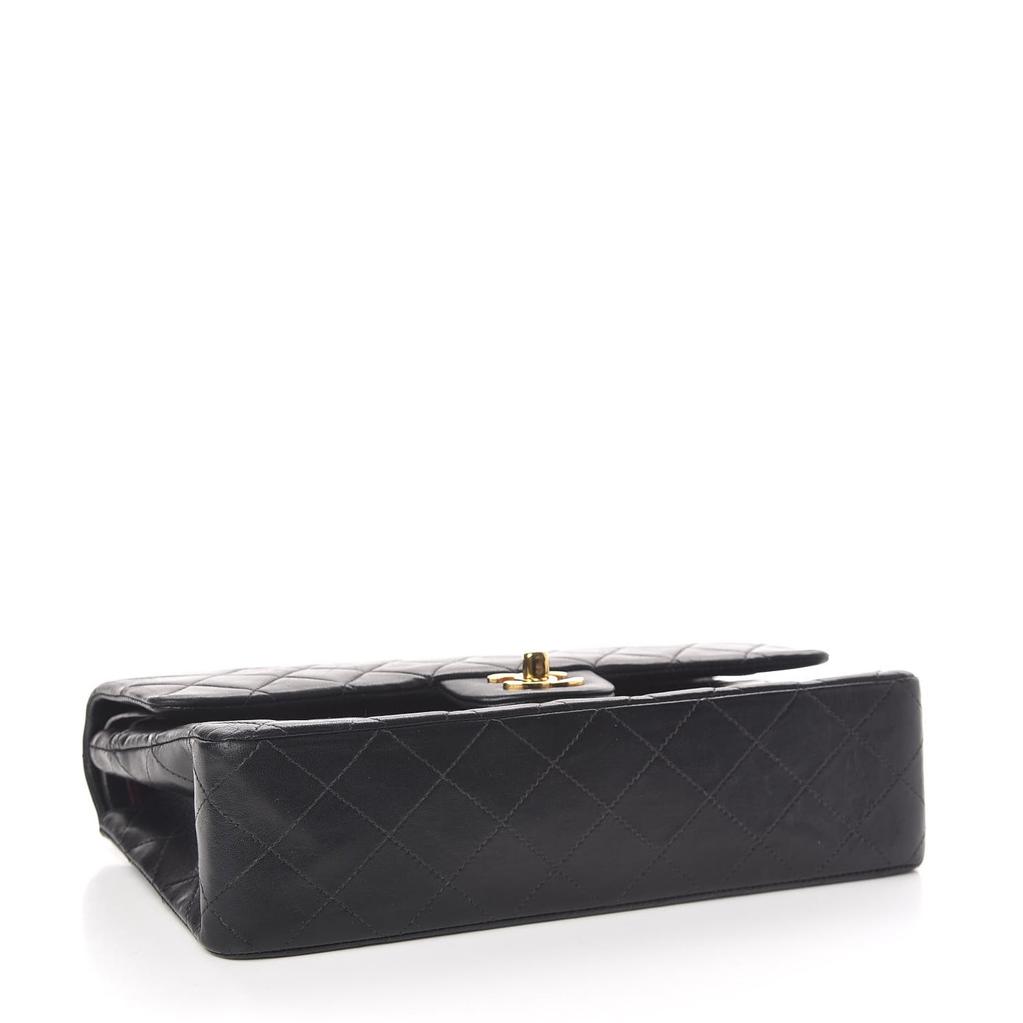 Lambskin Quilted Medium Double Flap Black