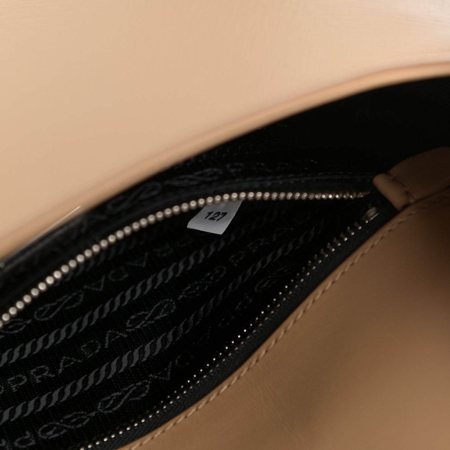 Saffiano Vernice Flap Chain Crossbody Bag Sabbia