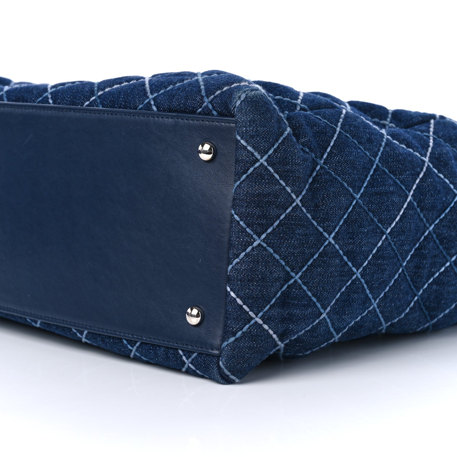 Chanel Denim Quilted Large Coco Handle Shopping Tote Blue 11 of 12