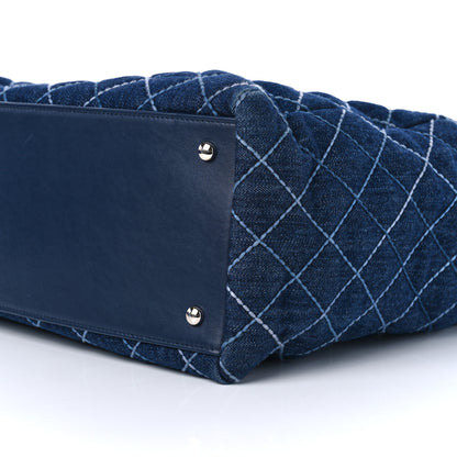 Chanel Denim Quilted Large Coco Handle Shopping Tote Blue 11 of 12