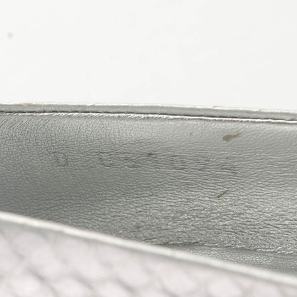 Chanel Patent Snakeskin Pearl Peep Toe Pumps 40.5 Silver 8 of 8