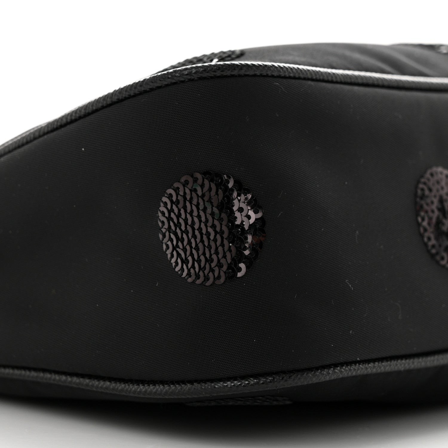 Prada Nylon Sequin Embellished Polka Dot Re-Edition 2005 Shoulder Bag Black 9 of 10