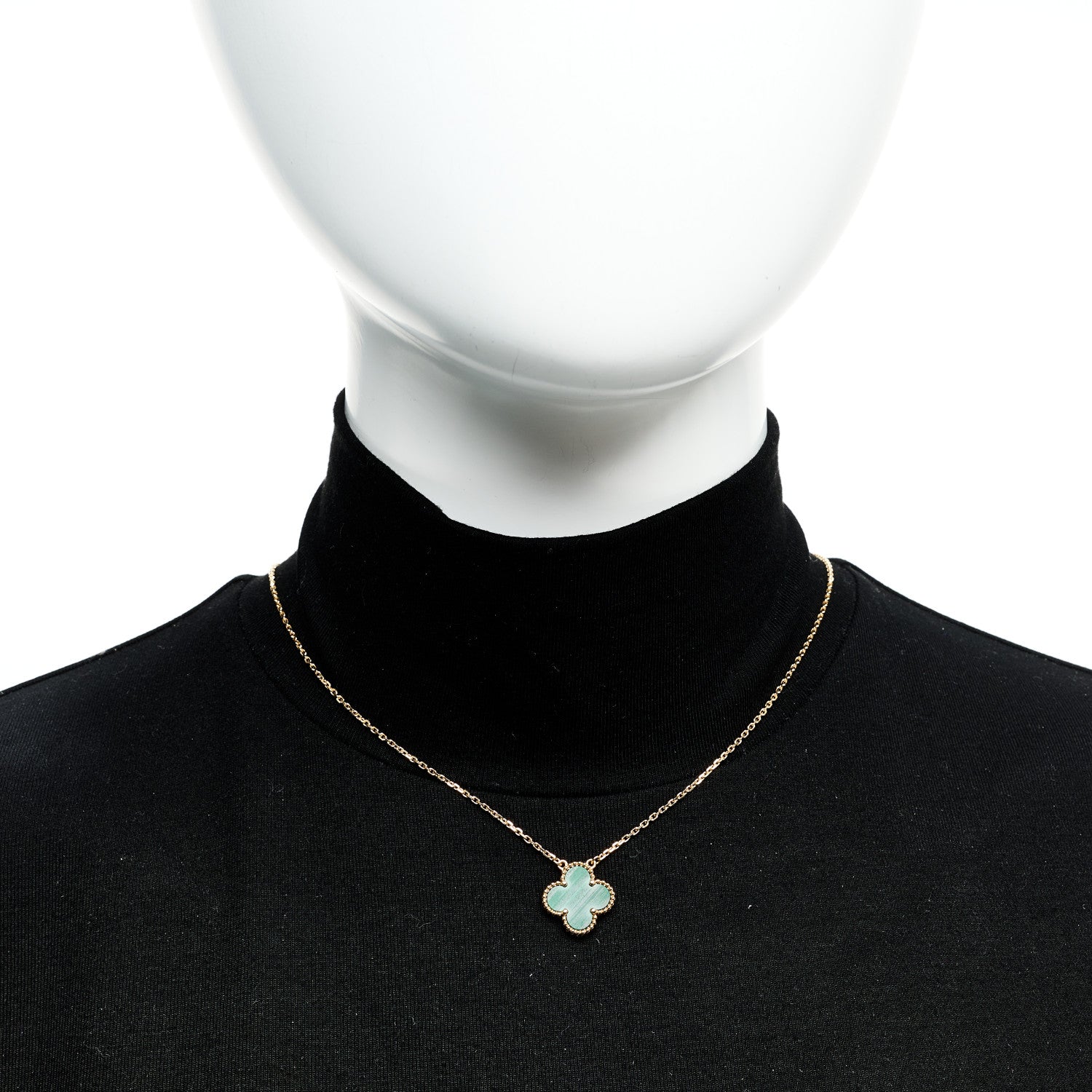 Van Cleef & Arpels 18K Yellow Gold Malachite Vintage Alhambra Pendant Necklace 2 of 6
