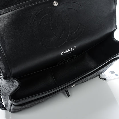 Chanel Crumpled Calfskin Quilted Jumbo Double Flap So Black 5 of 7