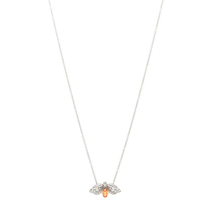 Tiffany Platinum 18K Yellow Gold Diamond Spessartine Paper Flowers Firefly Pendant Necklace 1 of 5