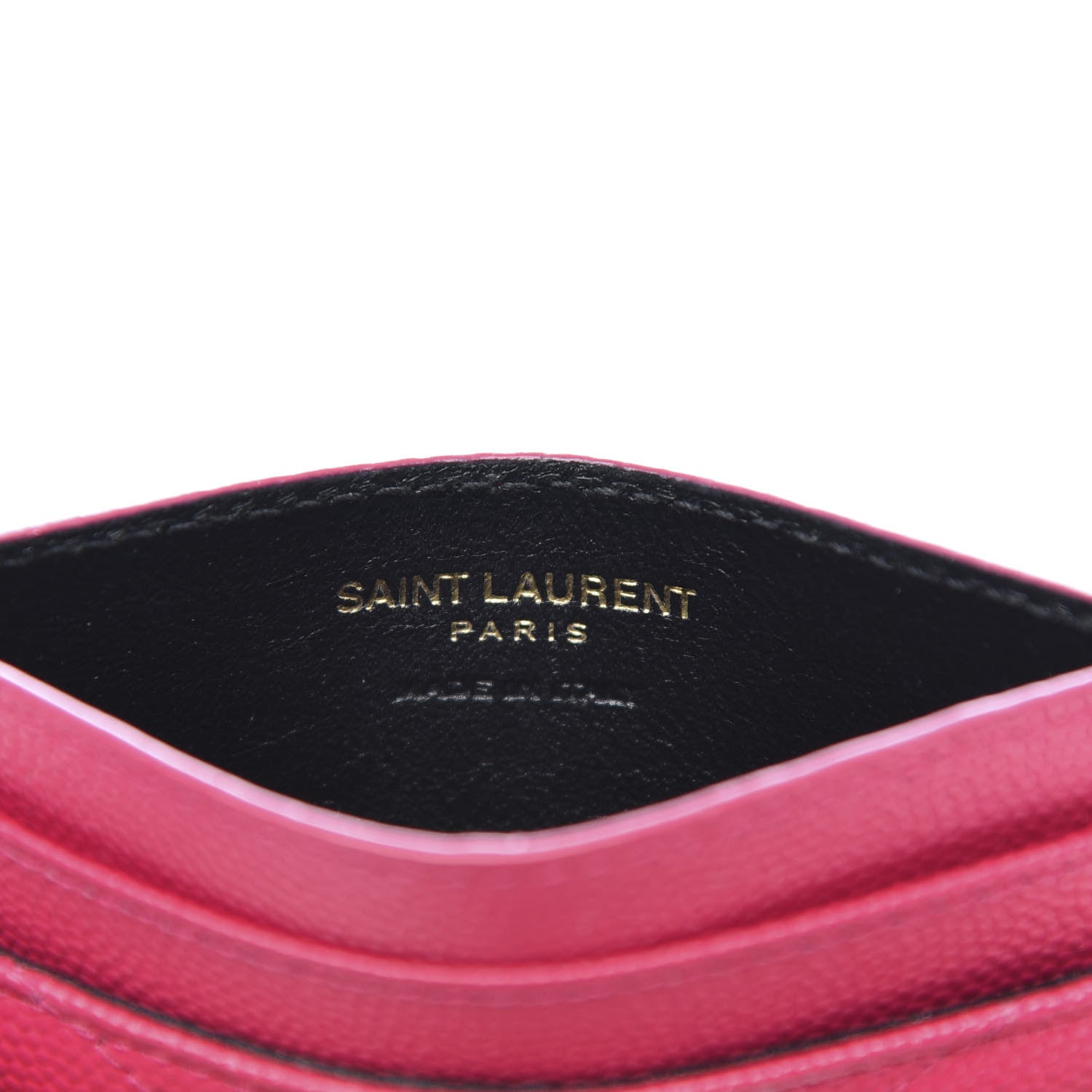 Saint Laurent Grain De Poudre Matelasse Chevron Monogram Credit Card Case Fresh Fuxia 6 of 8