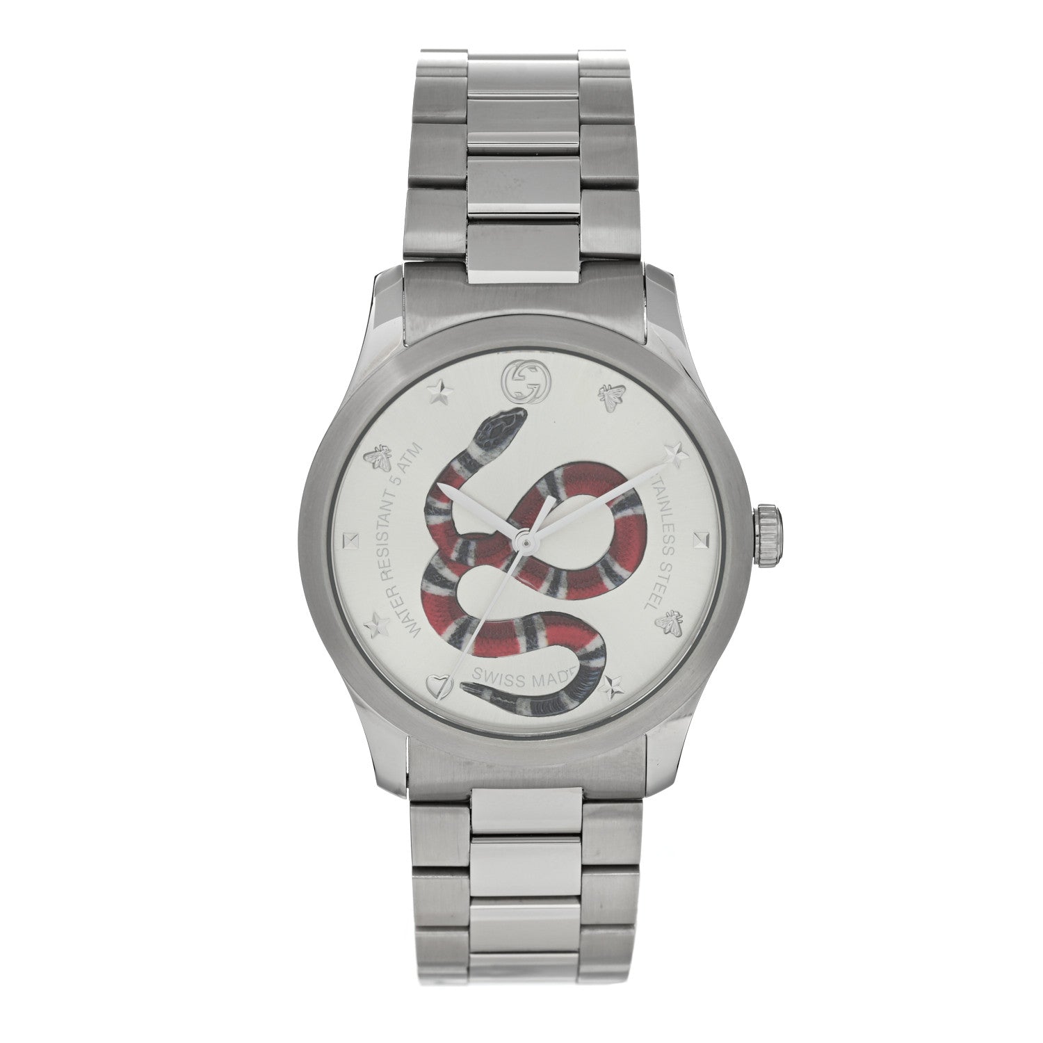 Gucci Stainless Steel 38mm G-Timeless Snake Quartz Watch 1 of 5
