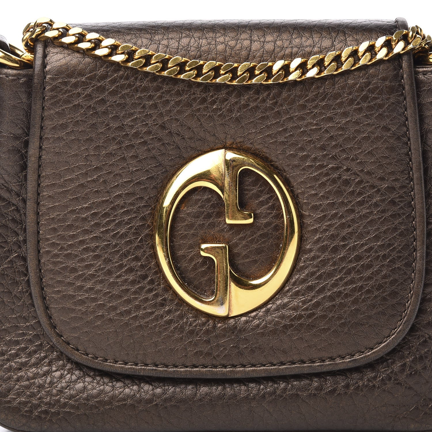 Gucci Metallic Pebbled Calfskin Small 1973 Chain Shoulder Bag Winter Leaf 9 of 9