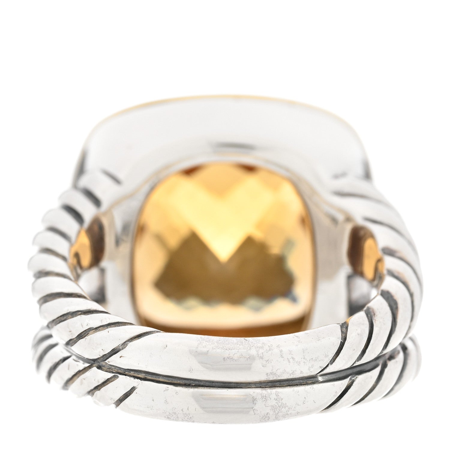 David Yurman Sterling Silver 18K Yellow Gold Diamond Citrine 14mm Albion Ring 57 8 3 of 6