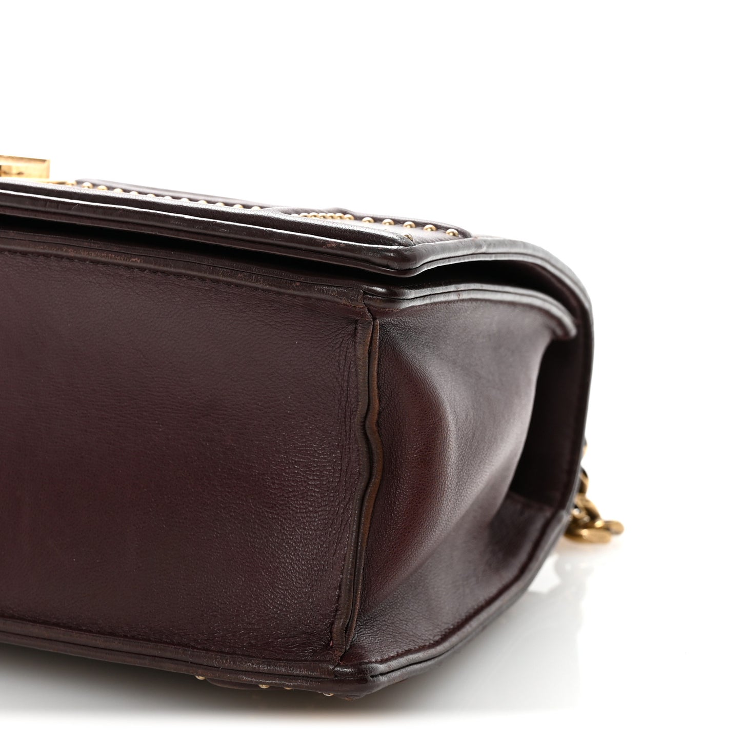 Lambskin Studded Medium Diorama Flap Bag Burgundy
