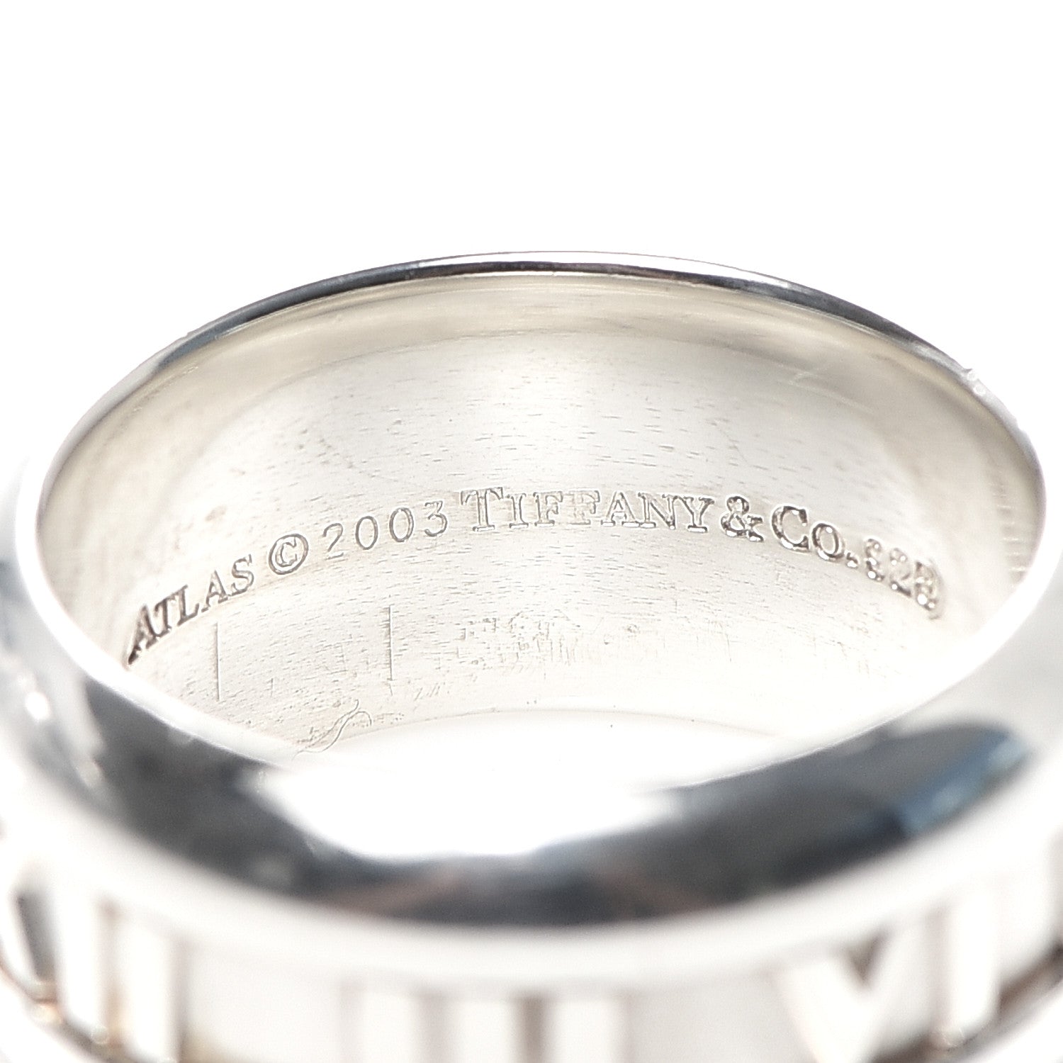 Tiffany Sterling Silver Atlas Band Ring 52 6 4 of 5