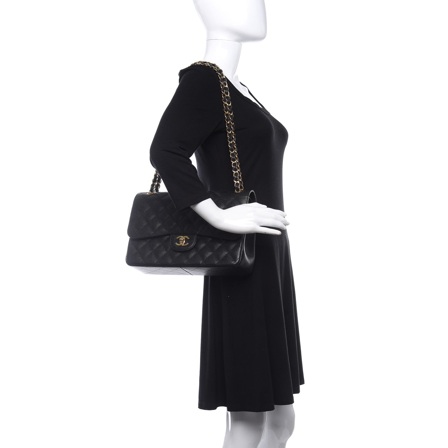 Chanel Caviar Quilted Jumbo Double Flap Black 2 of 10