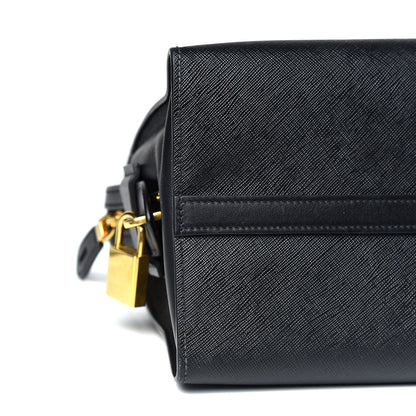 Prada Saffiano City Calf Medium Esplanade Tote Black White 7 of 11