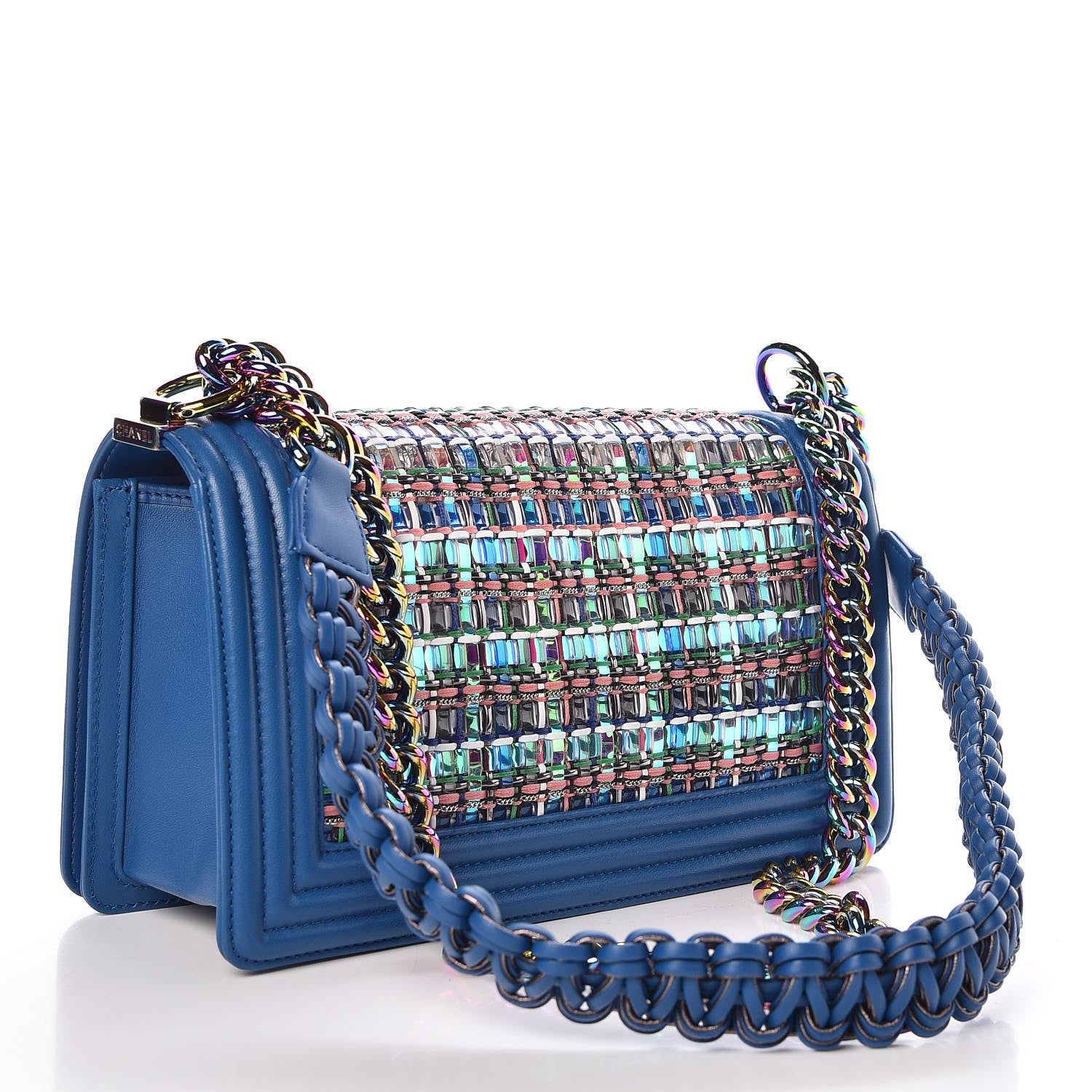 Chanel PVC Thread Woven Medium Boy Flap Dark Blue 3 of 9