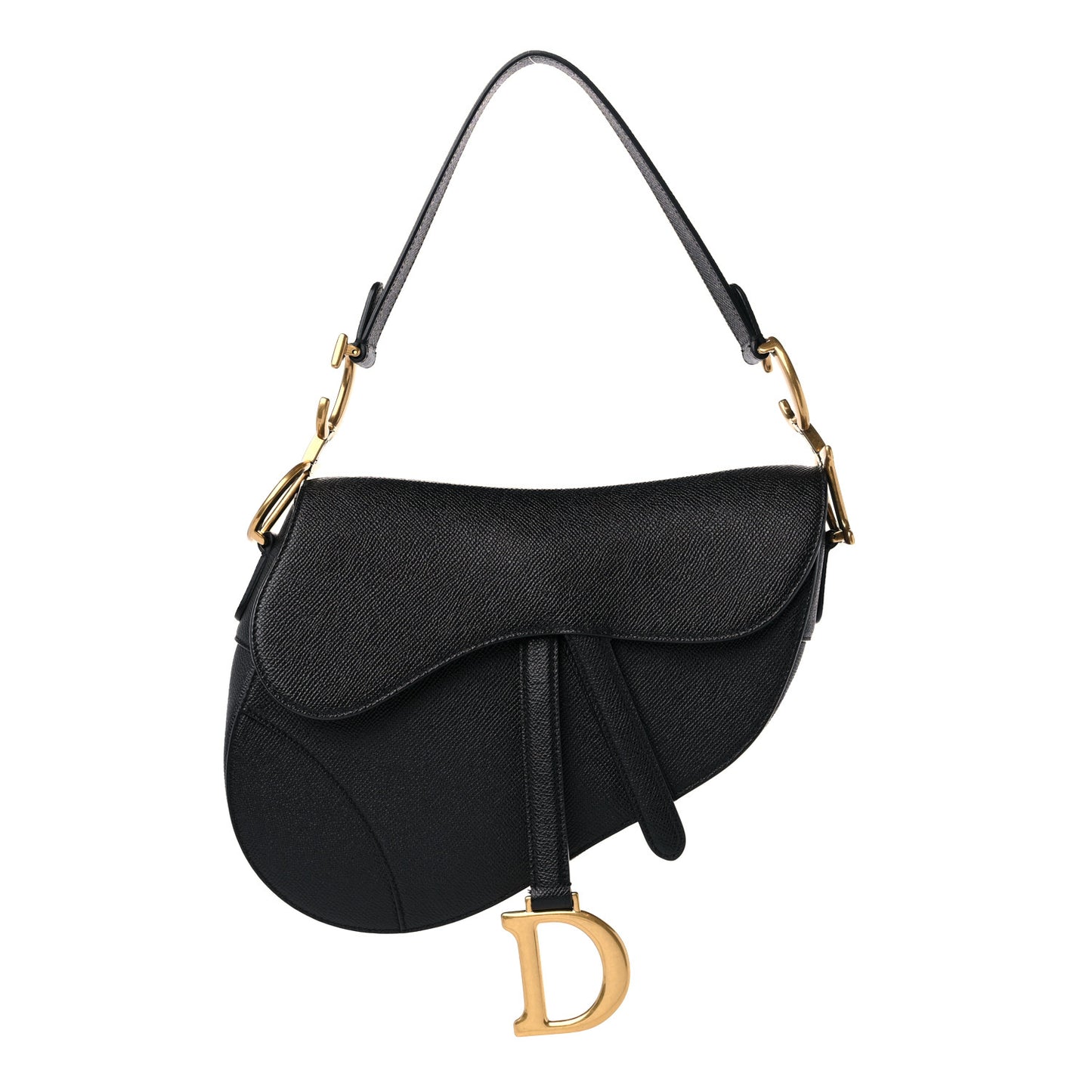 Grained Calfskin Saddle Bag Black