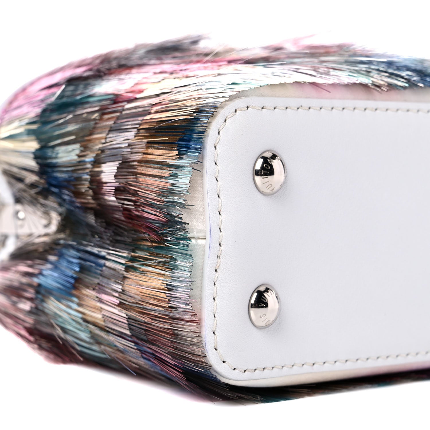 Louis Vuitton Calfskin Tinsel Fringe Capucines Mini White Multicolor 6 of 7