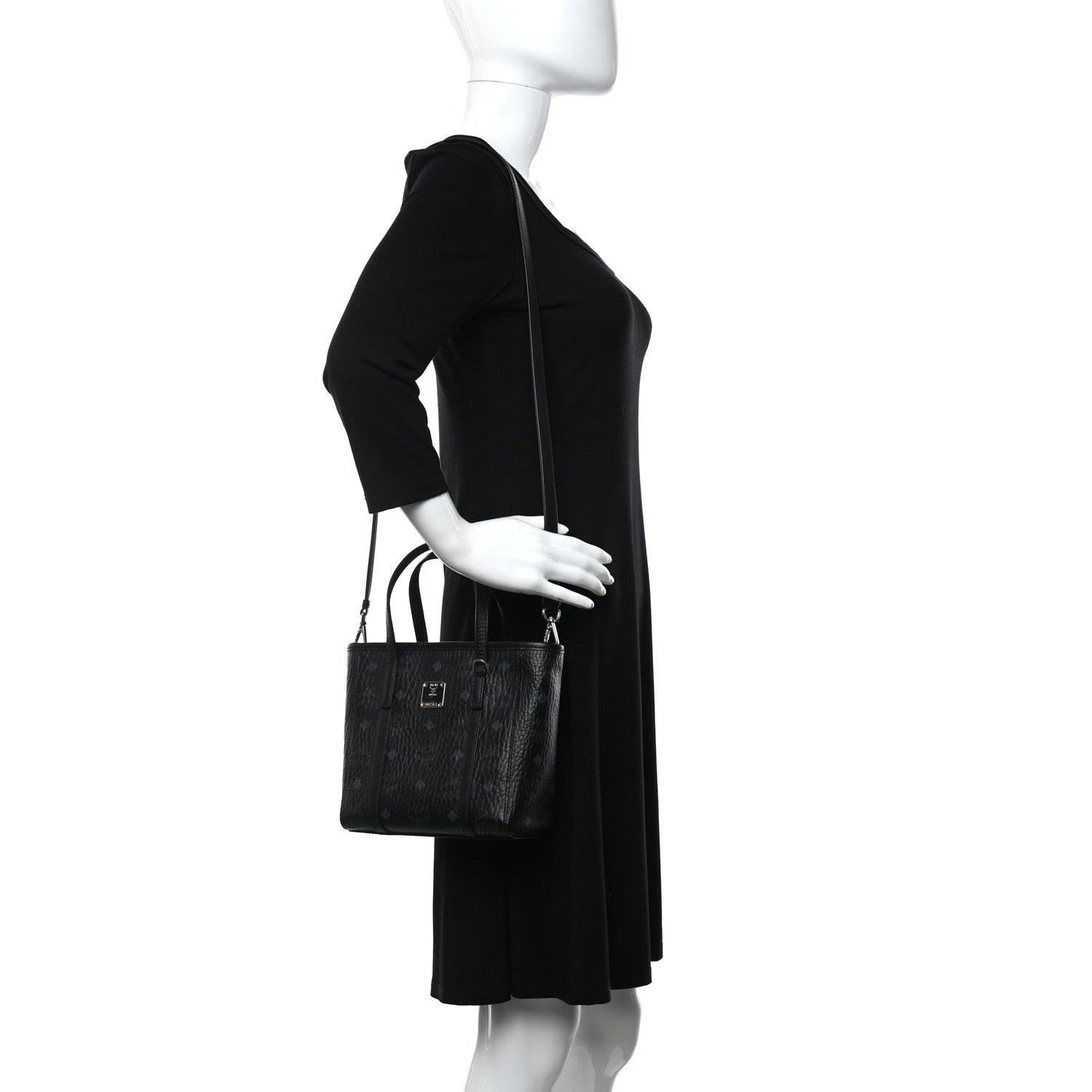 MCM Visetos Mini Toni Shopper Tote Black 2 of 11