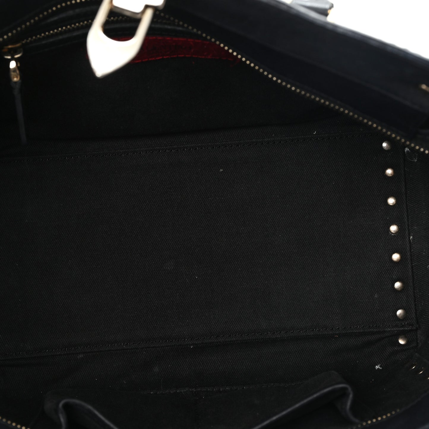 Vitello Small Rockstud Double Handle Tote Black