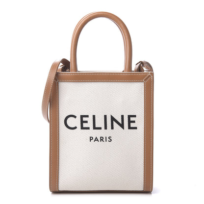 Celine Canvas Calfskin Mini Vertical Cabas Natural Tan 1 of 9