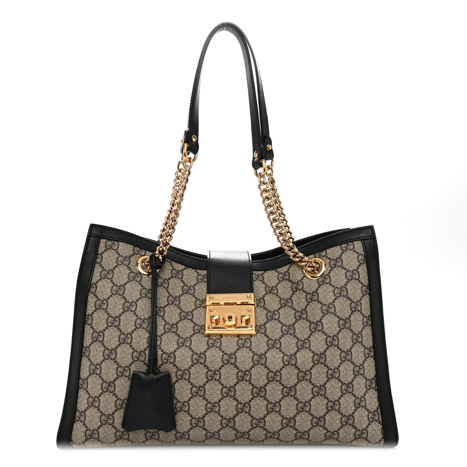 Gucci GG Supreme Monogram Medium Padlock Tote Black 1 of 9