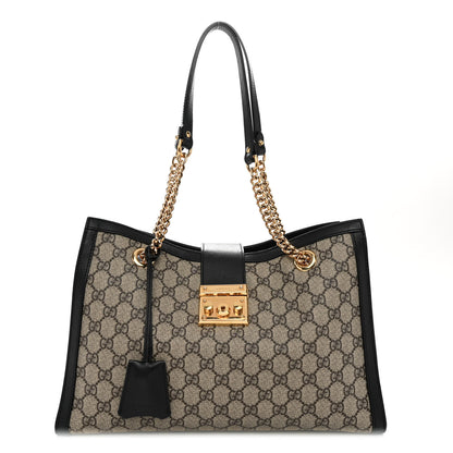Gucci GG Supreme Monogram Medium Padlock Tote Black 1 of 9