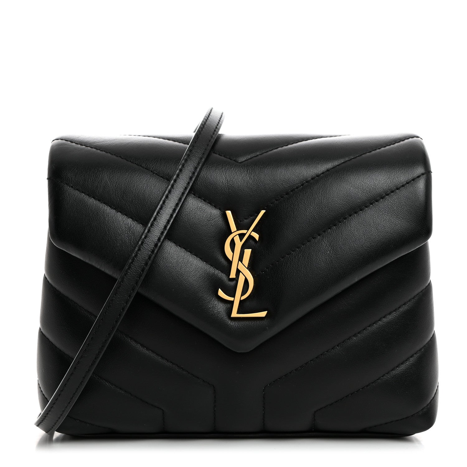 Saint Laurent Calfskin Y Quilted Monogram Toy Loulou Crossbody Bag Black 1 of 11