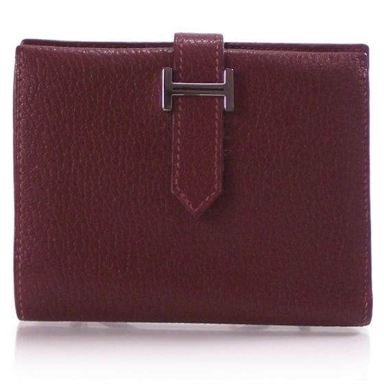 Hermes Courchevel Bearn Bi-fold Wallet Maroon 1 of 10