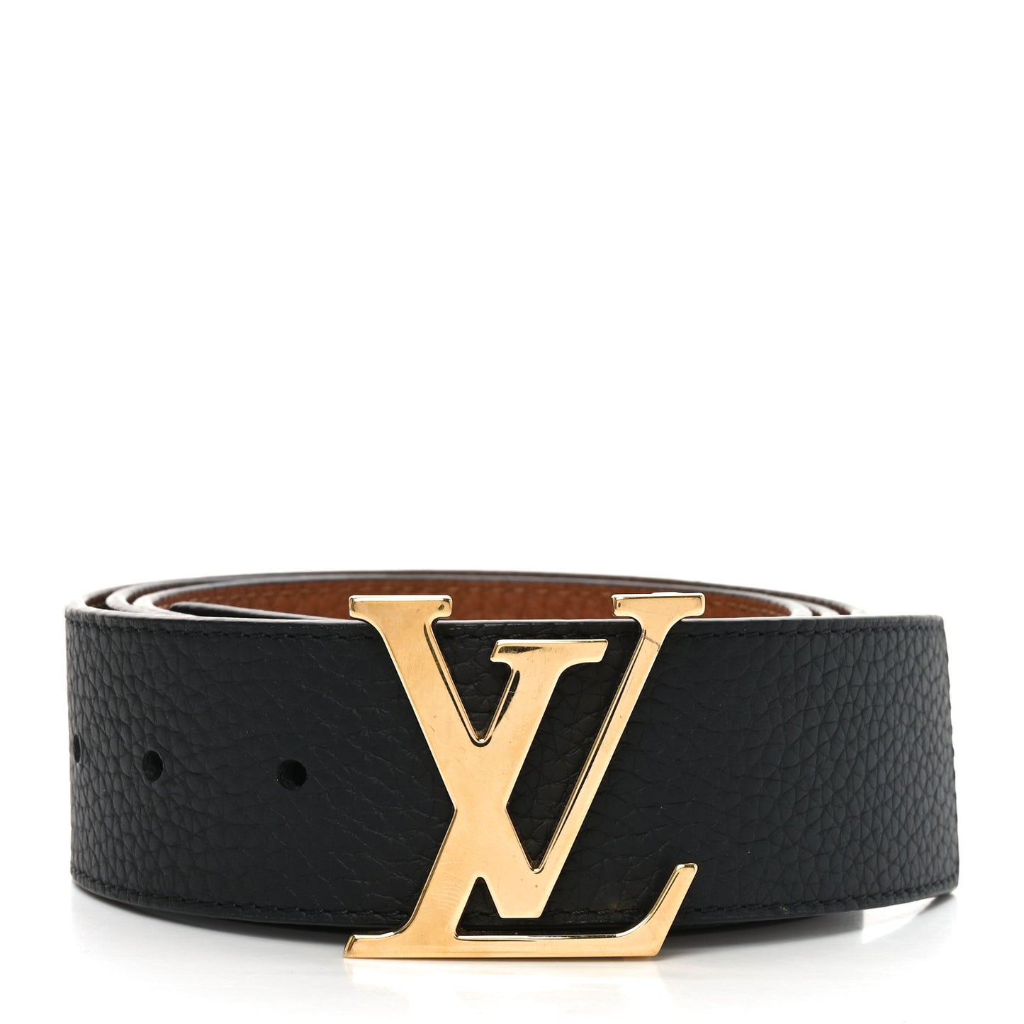 Taurillon Calfskin 30mm LV Initiales Reversible Belt 95 38 Black Brown