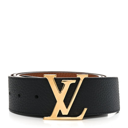 Louis Vuitton Taurillon Calfskin 30mm LV Initiales Reversible Belt 95 38 Black Brown 1 of 3