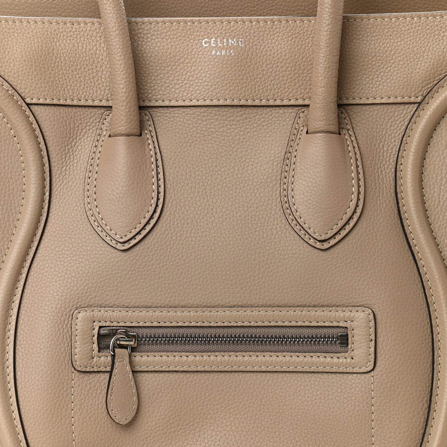 Celine Drummed Calfskin Mini Luggage Dune 4 of 10