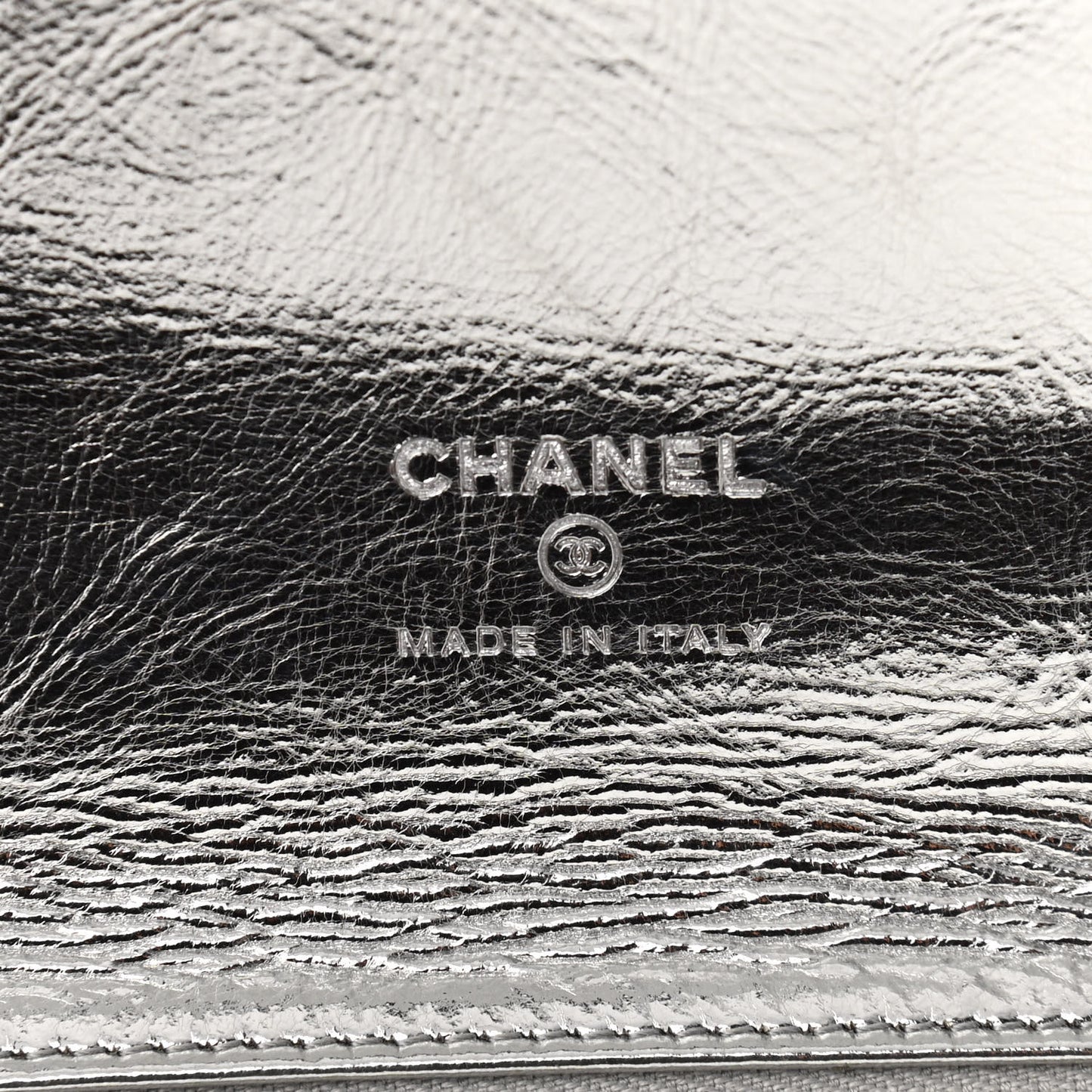 Metallic Crumpled Calfskin Small 31 Pouch Silver
