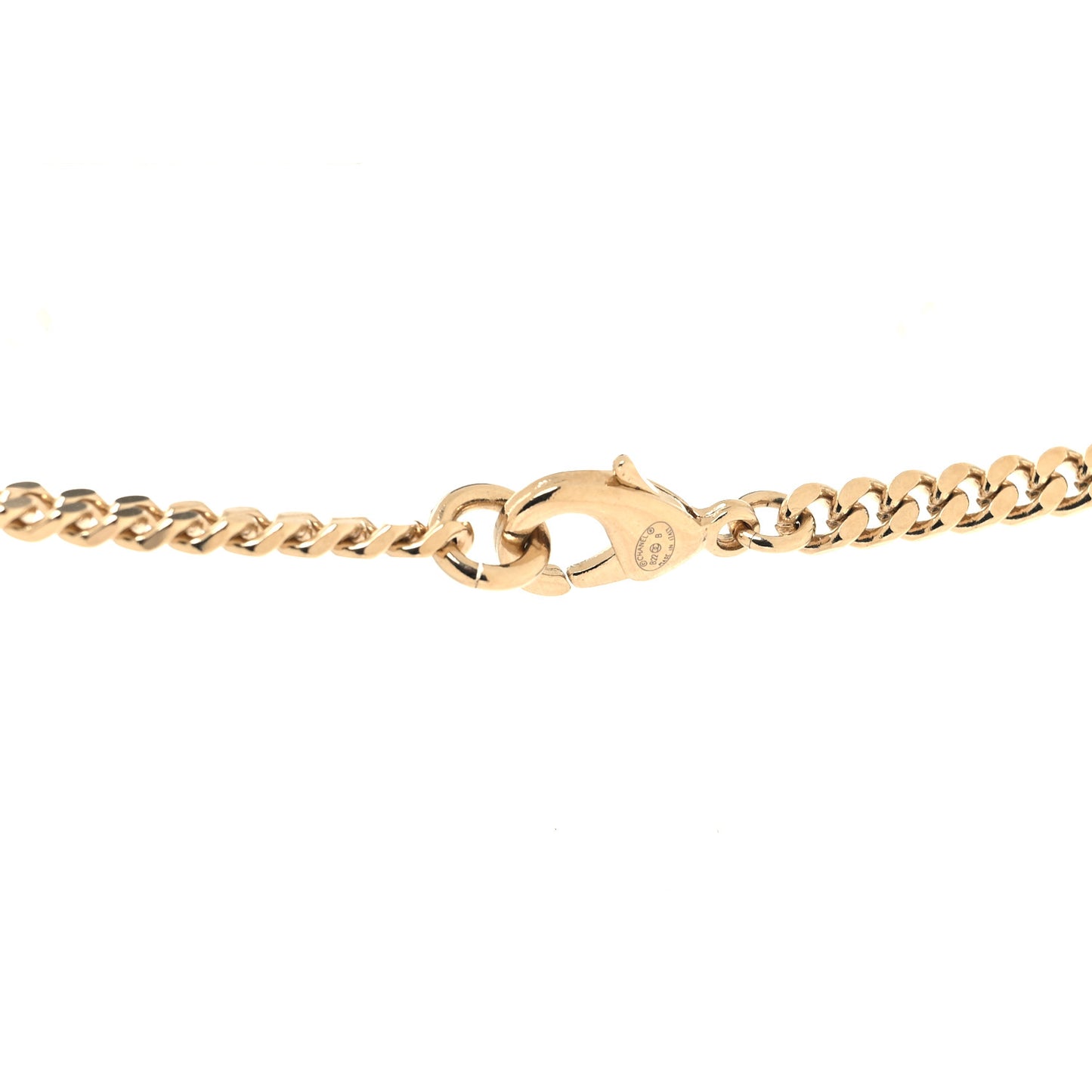 Metal Pearl Crystal Lambskin CC Chain Necklace Gold Black White