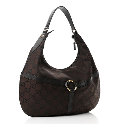 Gucci Canvas GG Reins Hobo Brown Black 2 of 15