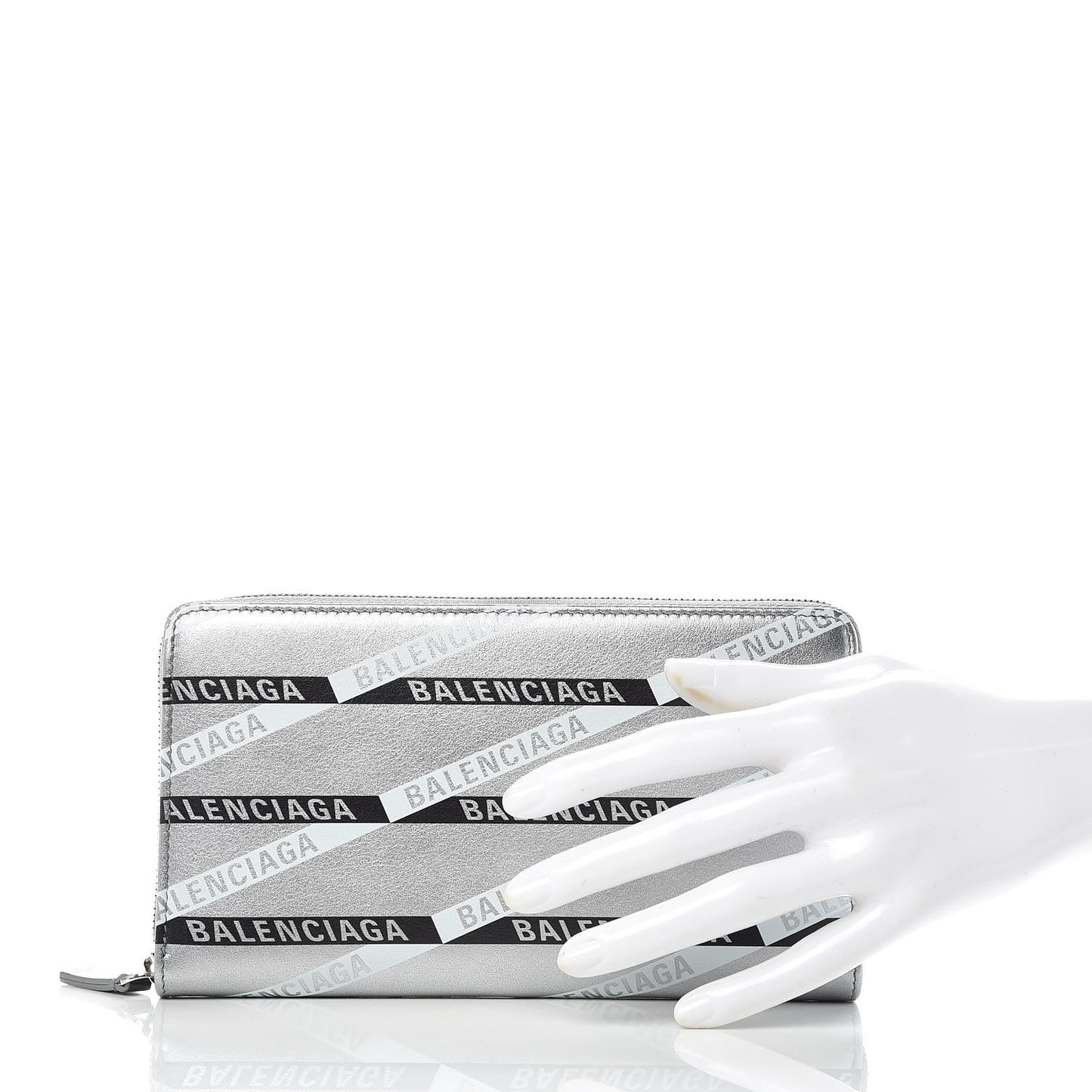 Metallic Calfskin Losange Monogram Everyday Continental Zip Around Wallet Silver Black White