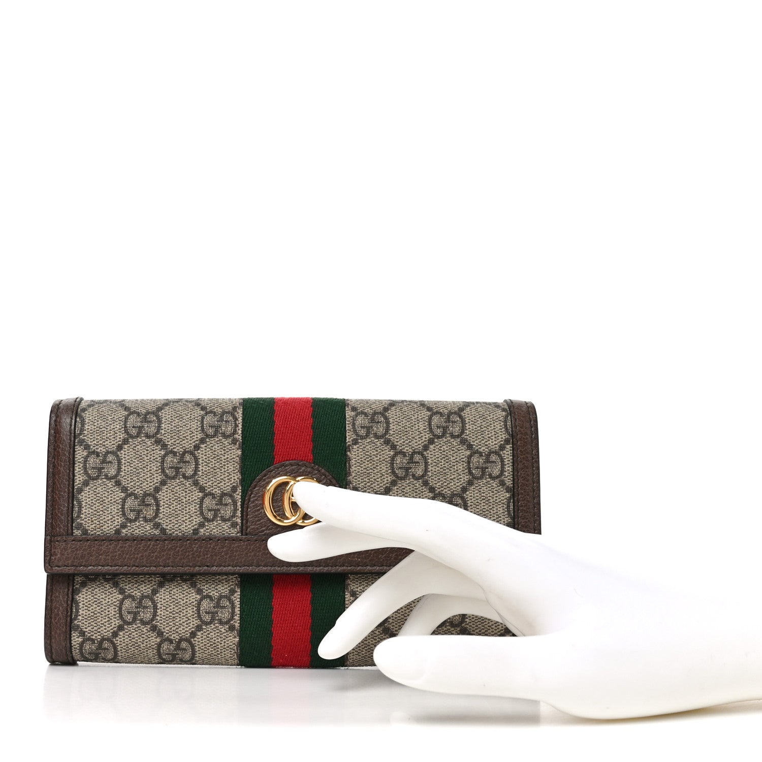Gucci GG Supreme Monogram Web Ophidia Continental Wallet Brown 2 of 7