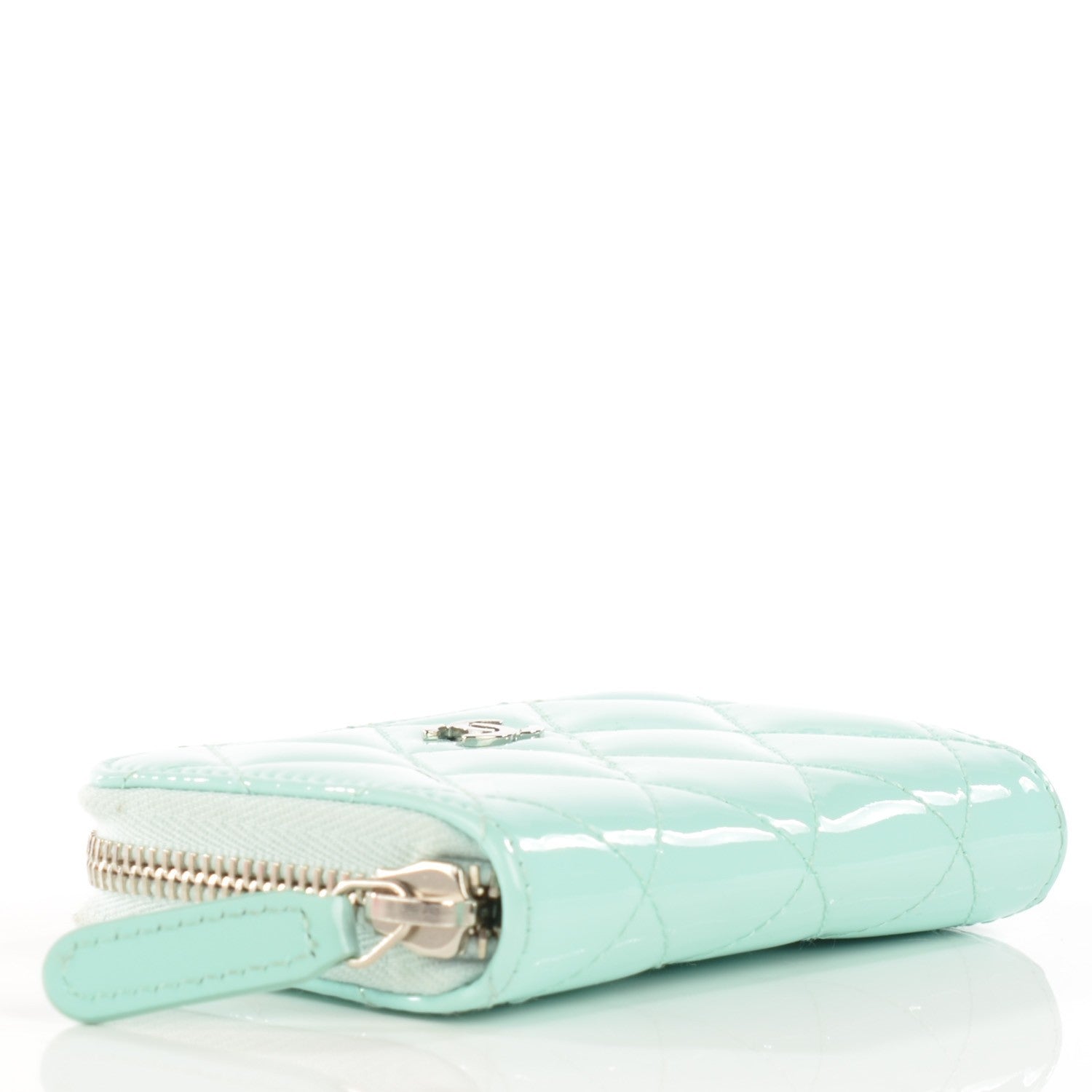 Chanel Patent Calfskin Quilted Zip Coin Purse Light Green 8 of 16
