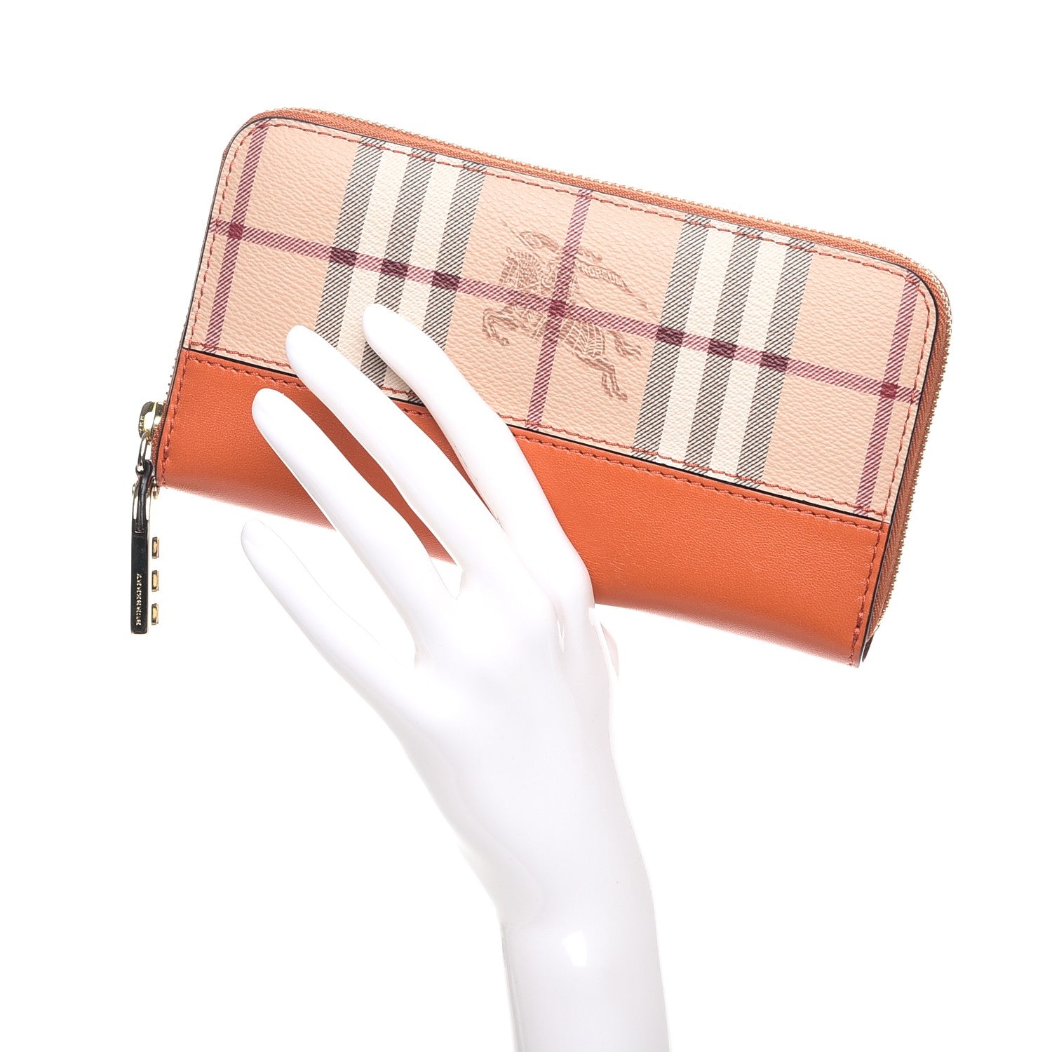 Burberry Haymarket Check Large Ziggy Zip Around Wallet Burnt Amber 2 of 9