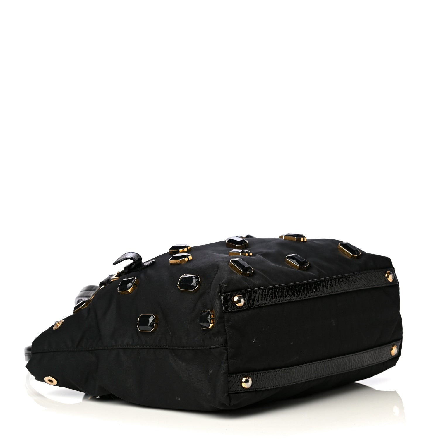 Prada Tessuto Nylon Pietre Jeweled Tote Black 3 of 4