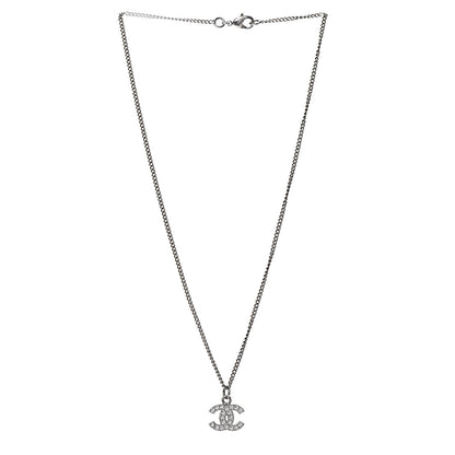 Chanel Crystal CC Necklace Silver 3 of 5