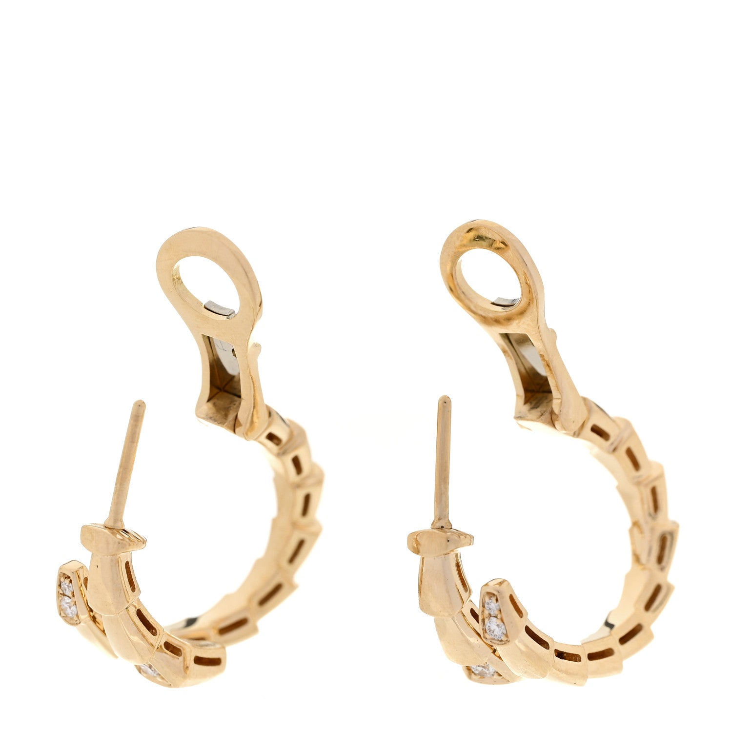 Bulgari 18K Yellow Gold Diamond Serpenti Viper Hoop Earrings 3 of 5