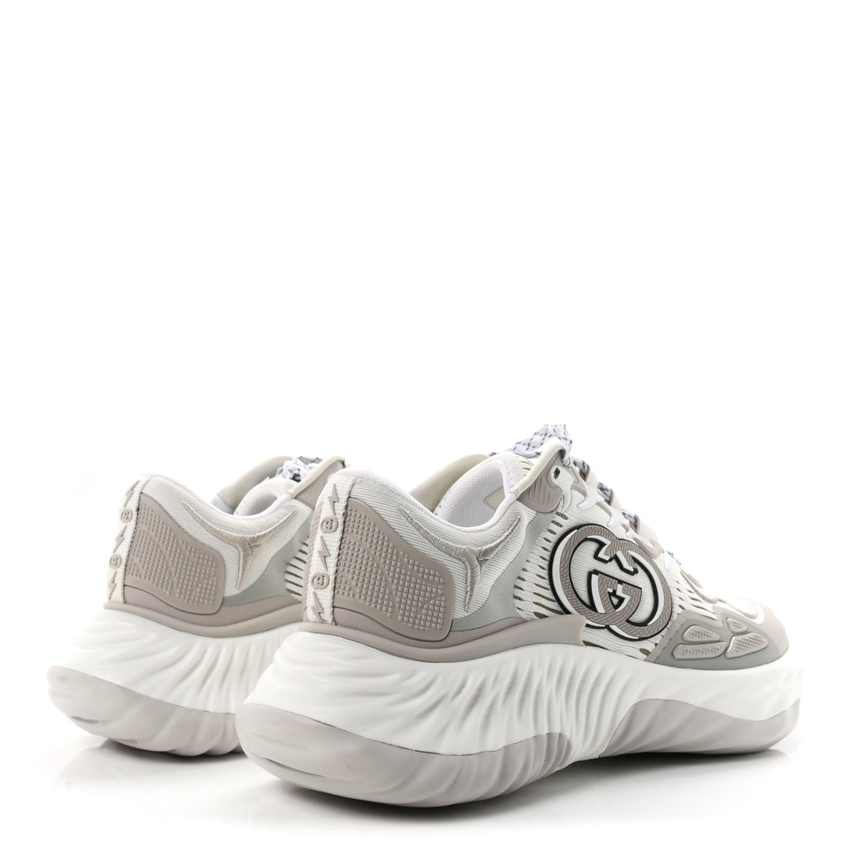 Gucci Mesh Fabric Ripple Splash Mens Sneakers  7 Grey White 5 of 10