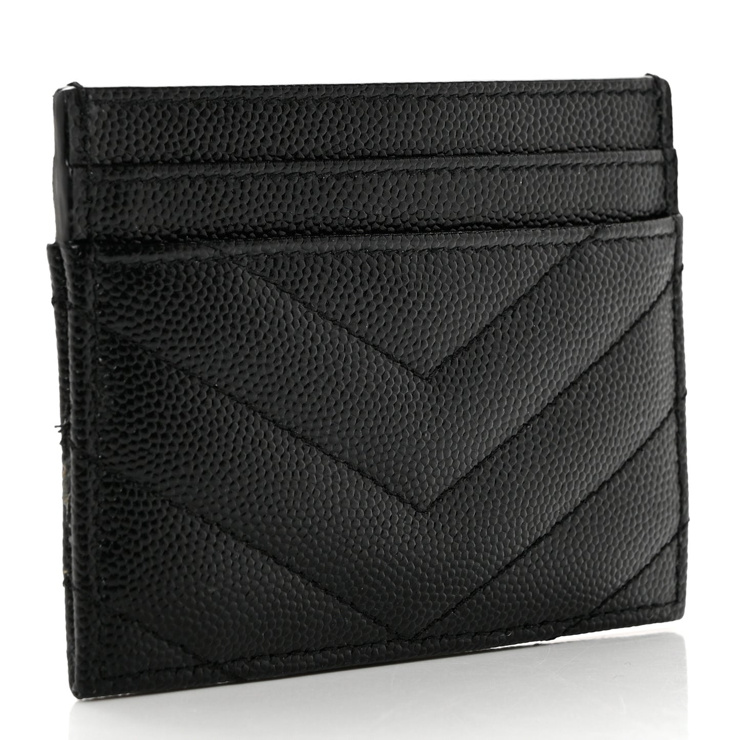 Grain De Poudre Matelasse Chevron Monogram Credit Card Case Black